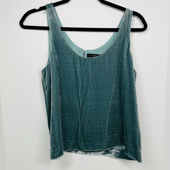 J. Crew Light Blue Velvet Silk Blend Scoop Neck Tank Top, Size Petite Small - Picture 1 of 9